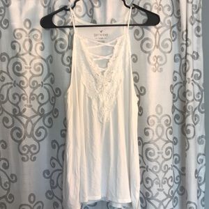 American Eagle White Lace Tank